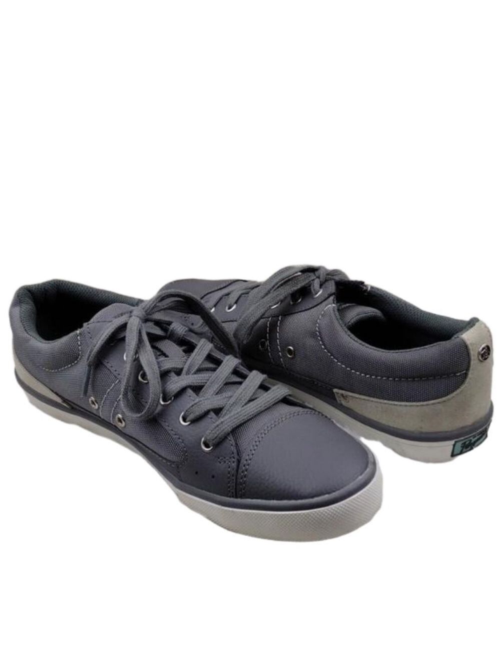 Original Penguin Mission Gray Fabric Leather Round Toe Lace Up Low Top Sneaker